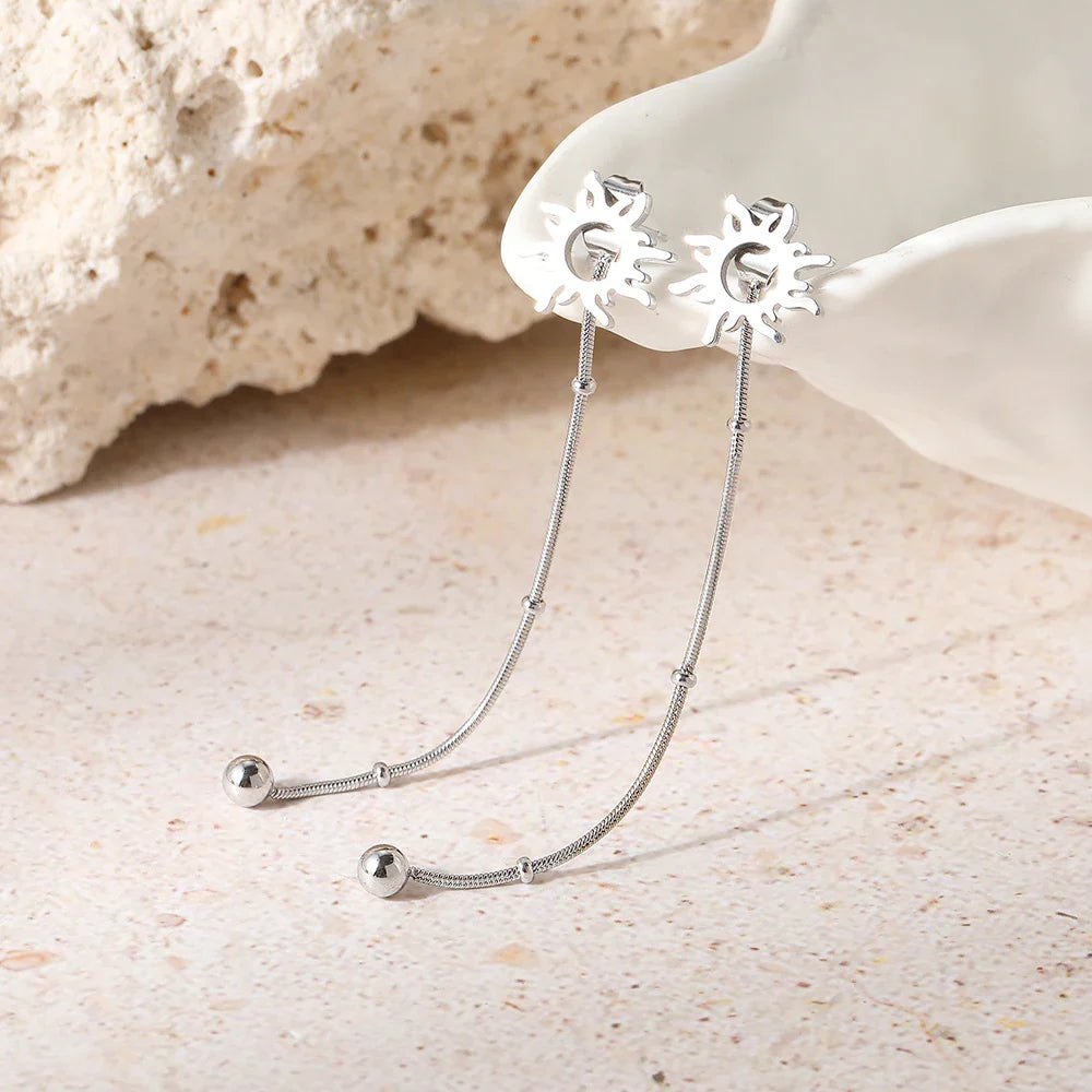Sun Drop Stud Earrings in Silver