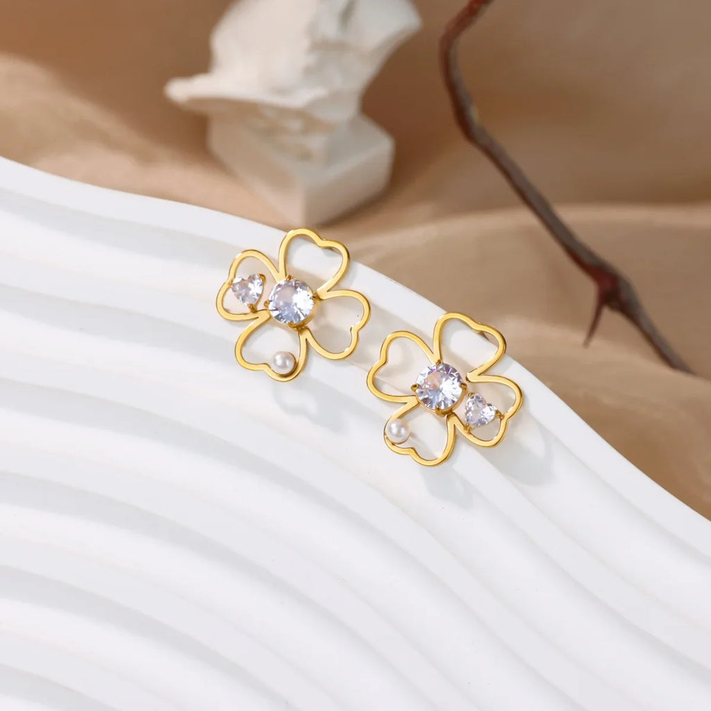 4-Leaf Clover Lucky Stud Earrings