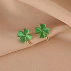 4-Leaf Clover Stud Earrings Green
