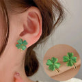4-Leaf Clover Stud Earrings Green