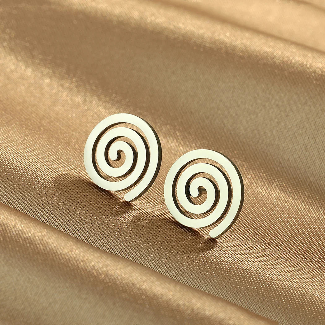 Spiral Stud Earrings Silver