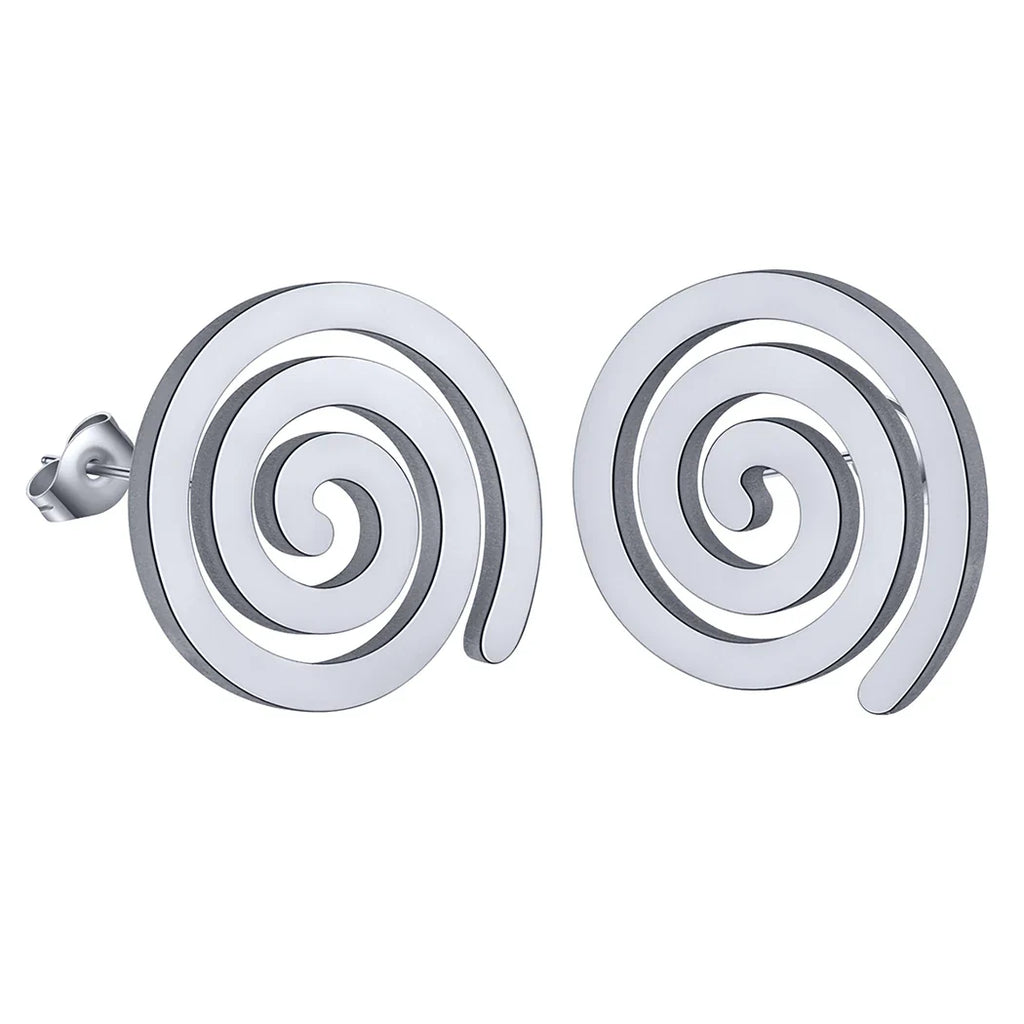 Spiral Stud Earrings Silver