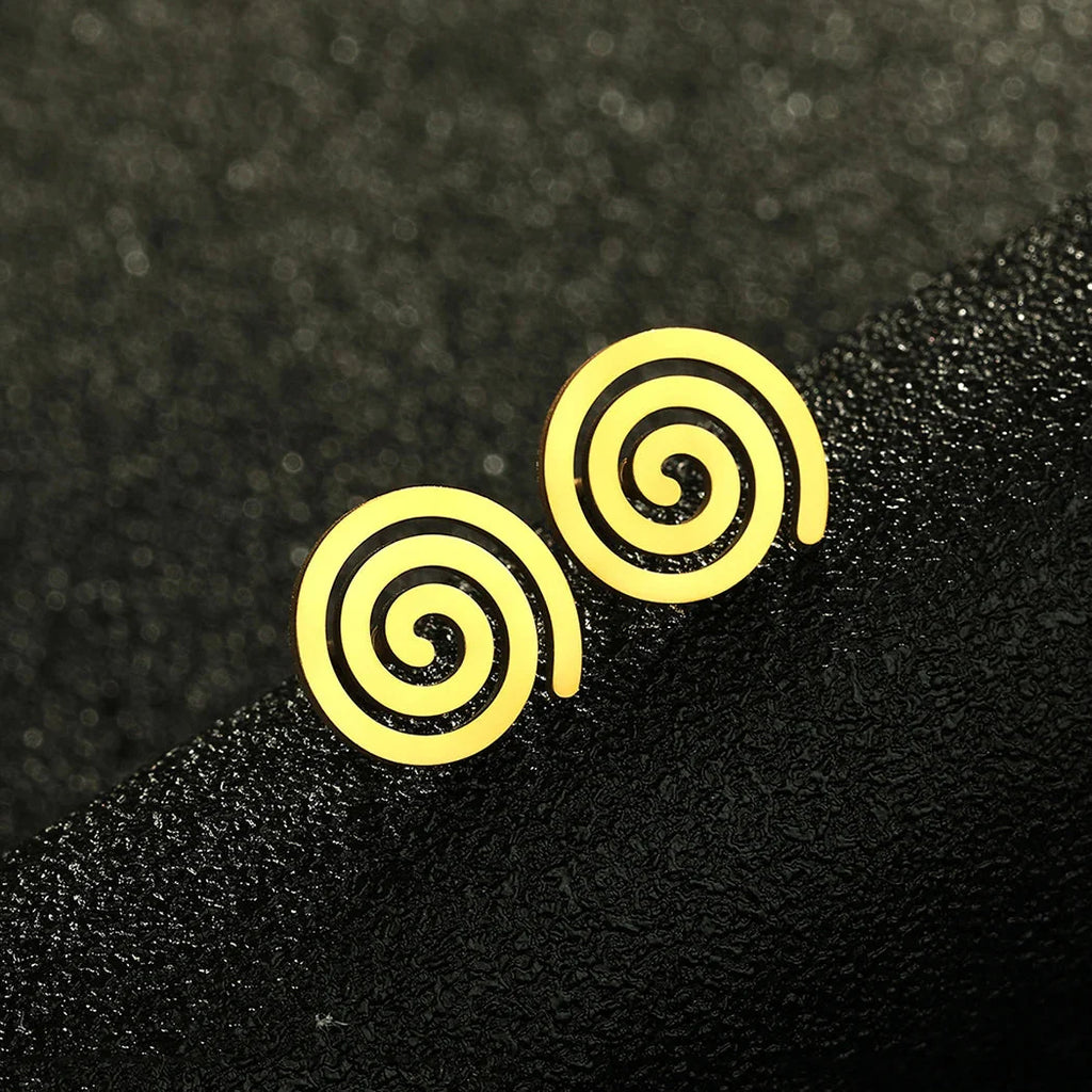 Spiral Stud Earrings Gold