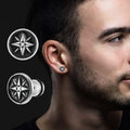 Men's Compass Stud Earrings Nautical Compass Rose