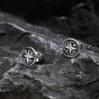 Men's Compass Stud Earrings Nautical Compass Rose
