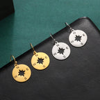 Compass Dangle Earrings Compass Wind Rose Women silver