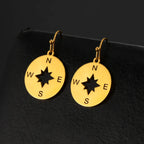 Compass Dangle Earrings Compass Wind Rose Women gold