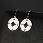 Compass Dangle Earrings Compass Wind Rose Women silver