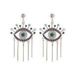 Greek Turkish Blue Evil Eye Earrings Mataki Matiasma style 1 silver