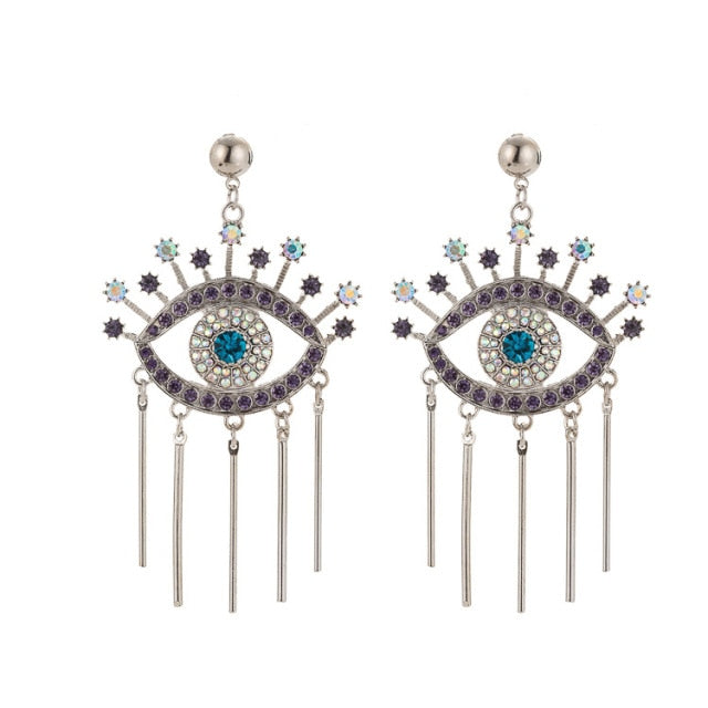 Greek Turkish Blue Evil Eye Earrings Mataki Matiasma style 1 silver