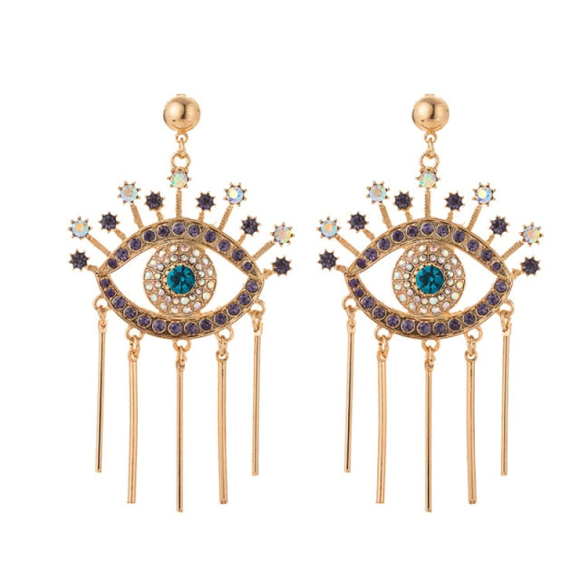Greek Turkish Blue Evil Eye Earrings Mataki Matiasma style 1 gold