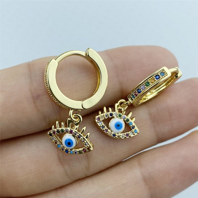 Blue Greek Turkish Evil Eye Matiasma Mataki Earrings
