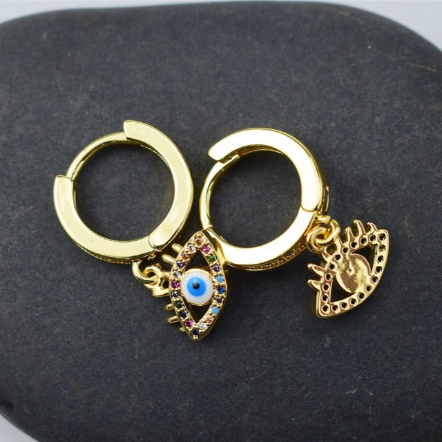 Blue Greek Turkish Evil Eye Matiasma Mataki Earrings