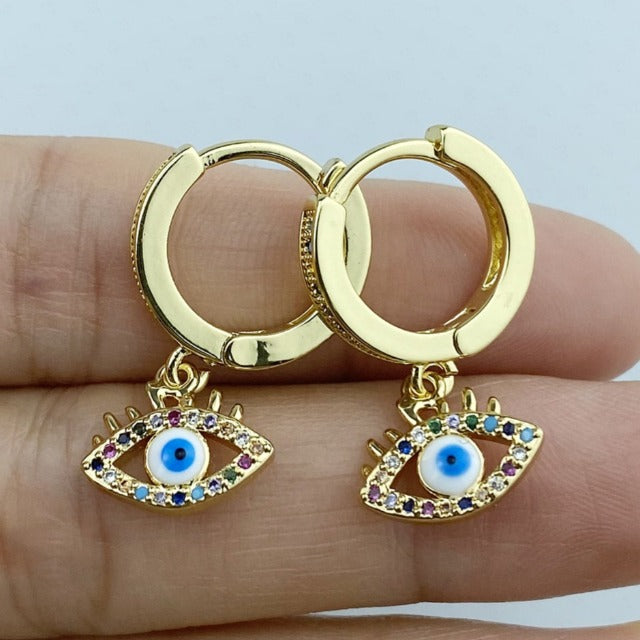 Blue Greek Turkish Evil Eye Matiasma Mataki Earrings
