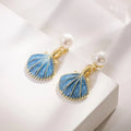 Blue Scallop Shell Earrings
