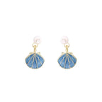 Blue Scallop Shell Earrings