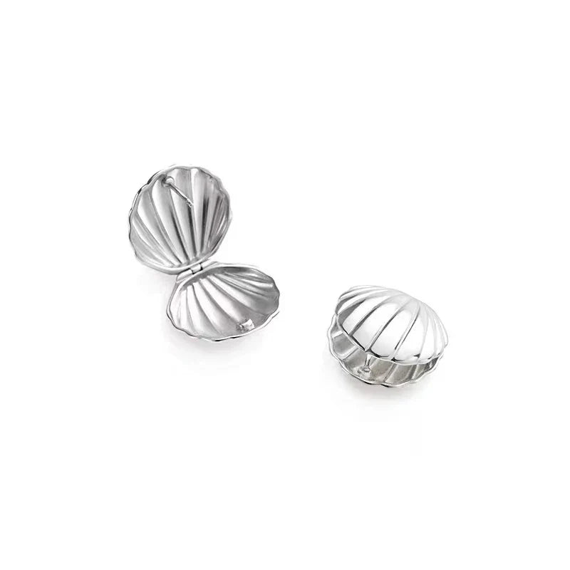 Scallop Shell Earrings Silver