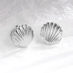 Scallop Shell Earrings Silver