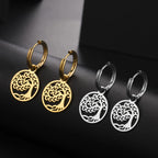 Tree of Life Dangle Hoop Earrings silver