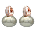 Hoop Earrings with Blue Pearl and Zircon in Gold and Beige