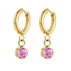 Hoop Earrings with Zircon Birthstone