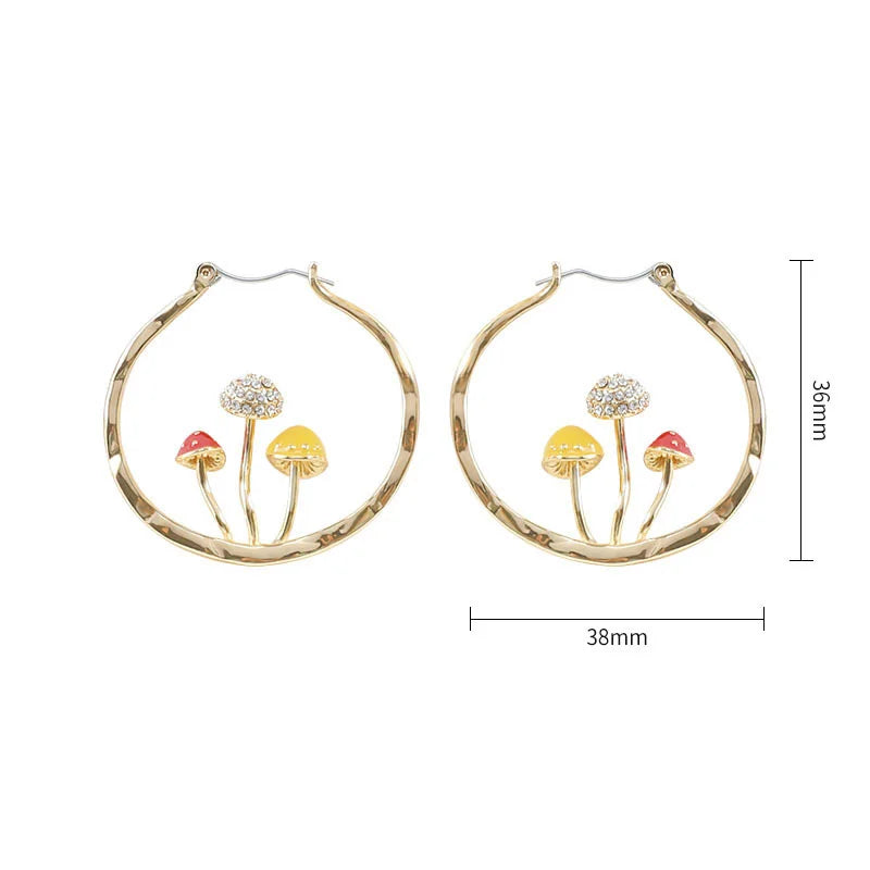 Gold Mushroom Hoop Earrings