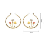 Gold Mushroom Hoop Earrings