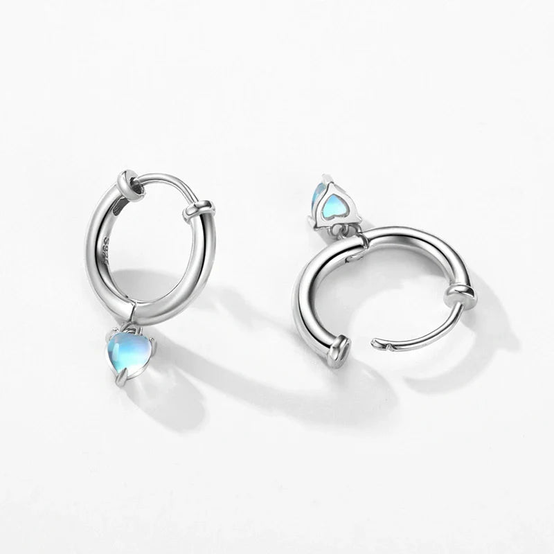 Moonstone Fertility Heart Hoop Earrings