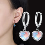 Moonstone Heart Hoop Earrings
