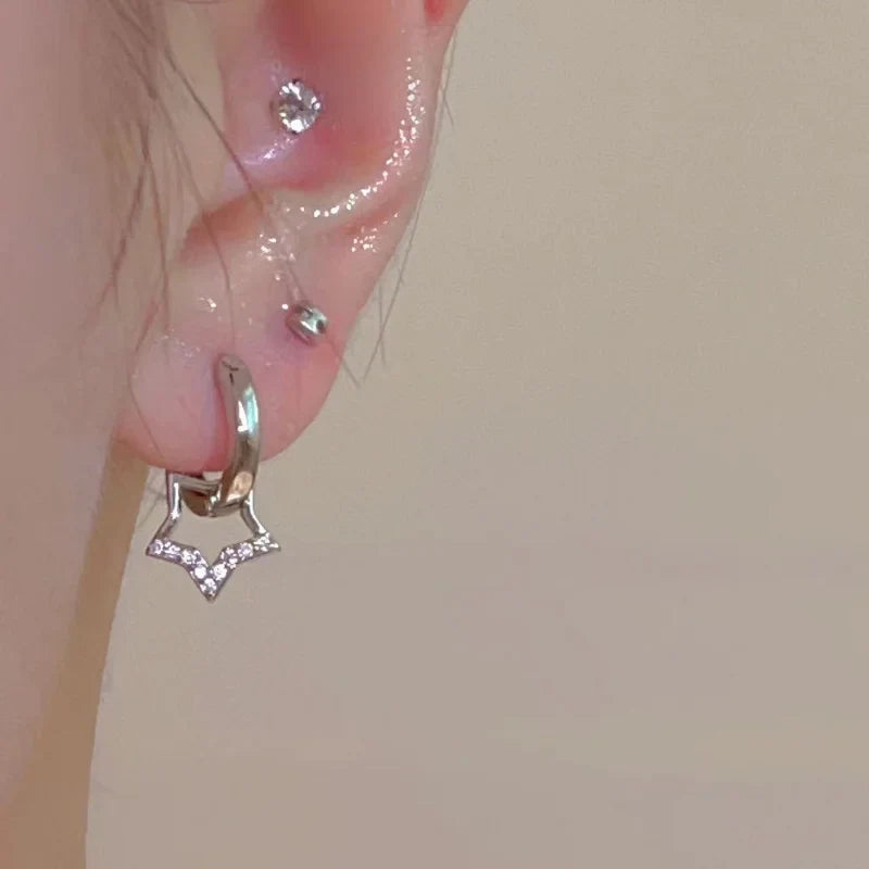 Pentagonal Star Hoop Earrings
