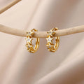 Star Hoop Earrings with Gold Zircon