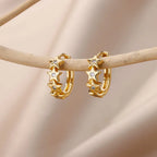 Star Hoop Earrings with Gold Zircon