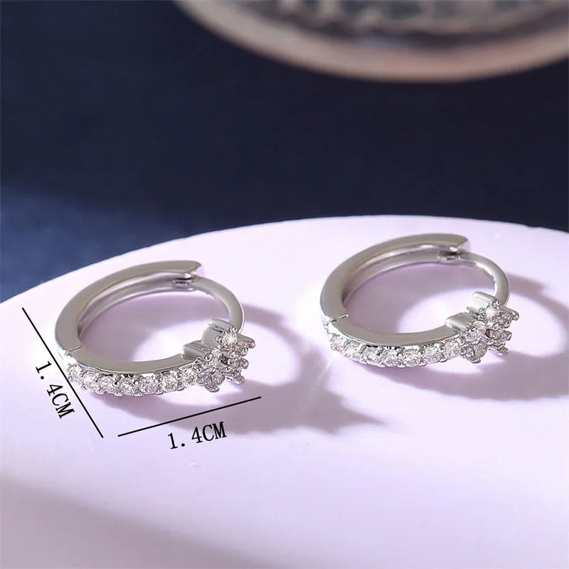 Star Zircon Hoop Earrings