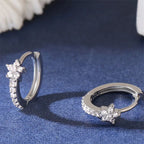 Star Zircon Hoop Earrings in Silver