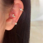 Star Zircon Hoop Earrings in Silver