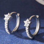Star Zircon Hoop Earrings in Silver