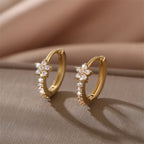 Star Zircon Hoop Earrings in Gold