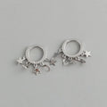 Star and Moon Dangle Hoop Earrings in silver