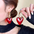 Women's Hoop Earrings Heart Gold