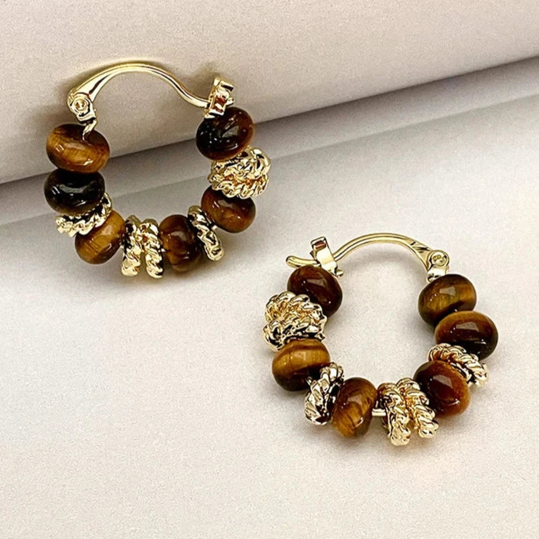 Women’s Tiger’s Eye Hoop Earrings