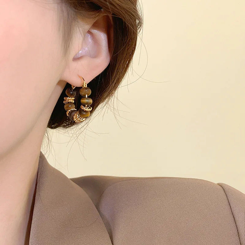 Women’s Tiger’s Eye Hoop Earrings