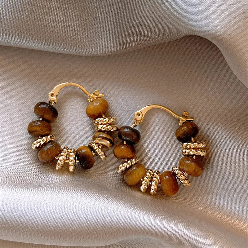 Women’s Tiger’s Eye Hoop Earrings