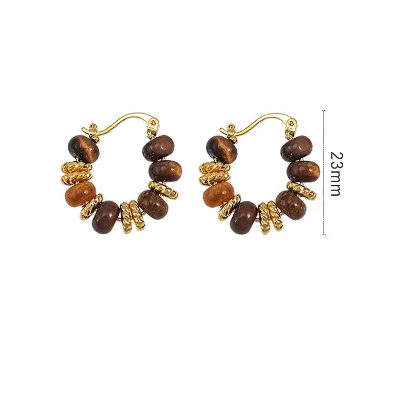 Women’s Tiger’s Eye Hoop Earrings