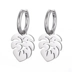 Palm Leaf Hoop Earrings silver