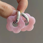 Flower Resin Hoop Earrings