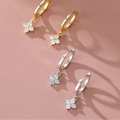 Flower Zircon Hoop Earrings Silver