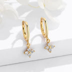 Flower Zircon Hoop Earrings Gold