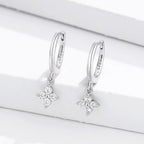Flower Zircon Hoop Earrings Silver