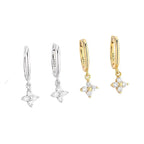 Flower Zircon Hoop Earrings Gold