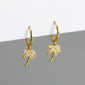 Palm Tree Hoop Earrings with Gold Zircon